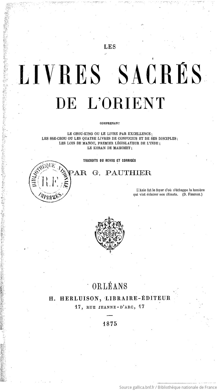 Les Livres Sacrés de L'Orient