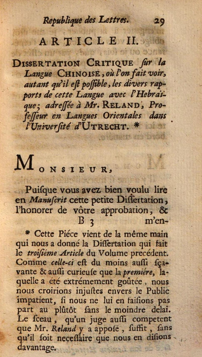 Dissertation critique sur la Langue Chinoise