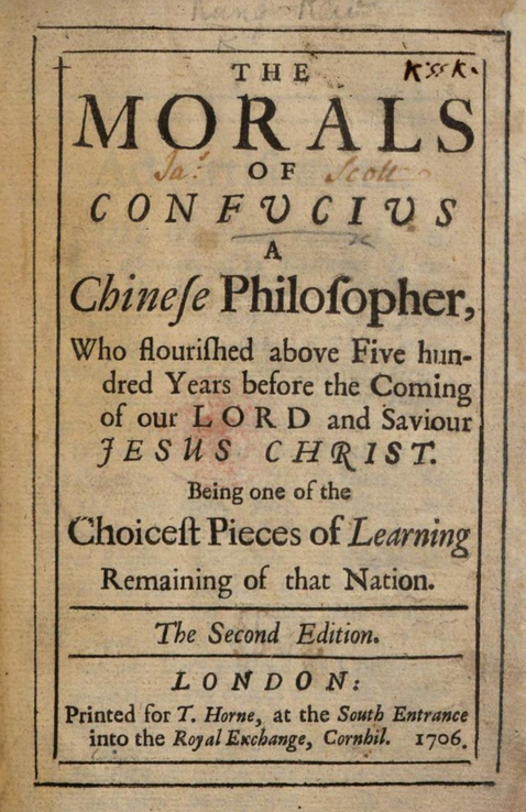 The Morals of Confucius, a Chinese Philosopher (1706)