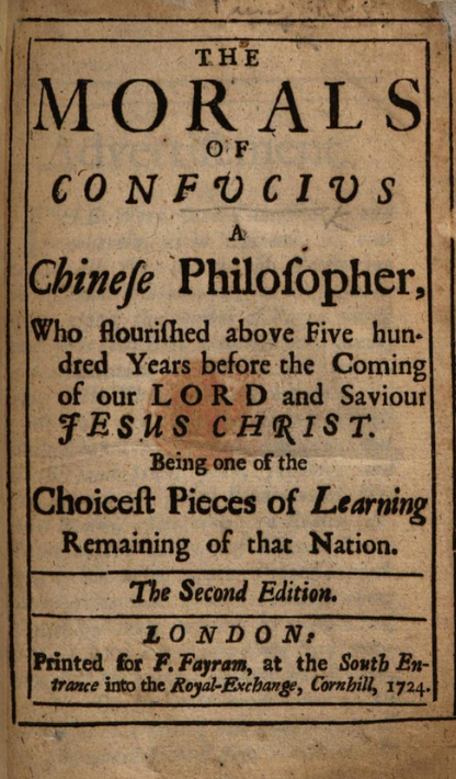 The Morals of Confucius, a Chinese Philosopher (1724)